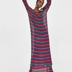 Metallic multi color maxi dress crochet